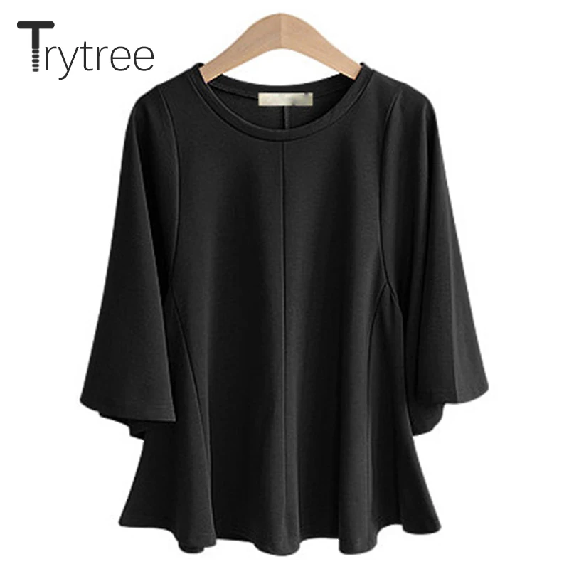 Футболка Trytree женская с круглым вырезом повседневный однотонный топ из