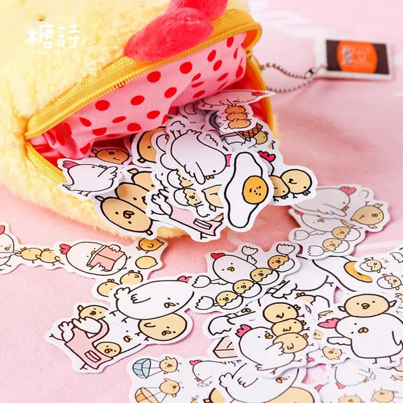 45 шт./кор. цыплёнок Goo клейкие наклейки для украшения Diy с героями мультфильмов
