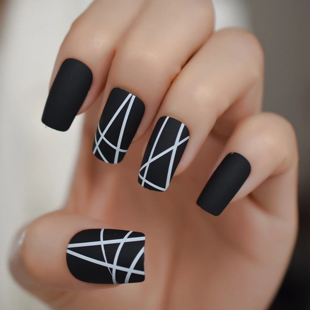 Модные искусственные ногти Ombre Faux Ongles голубой телесный градиент Короткие повседневные украшения ногти с клеем вкладки 24 комплекта - Цвет: L5168