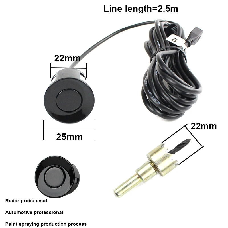 HaiSunny 4 Sensors Buzzer Alert 22mm Car Parking Sensor Kit Reverse Backup Radar Detector Assistance System DC 12V 6 Colors |