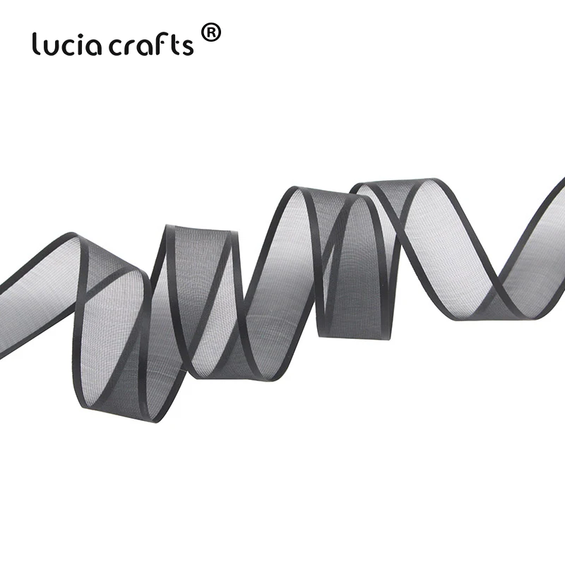 C1 Black Lucia crafts 10 ярдов/10/15/25 мм ленты из органзы, украшение для свадьбы, дома Декор DIY Швейные подарочная упаковка ручной работы аксессуары P0431 - Цвет: C1 Black