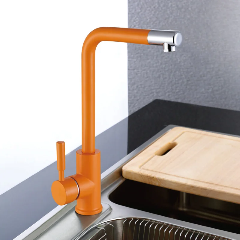 Черный кухонный смеситель для раковины оранжевый зеленый Поворот на 360 градусов