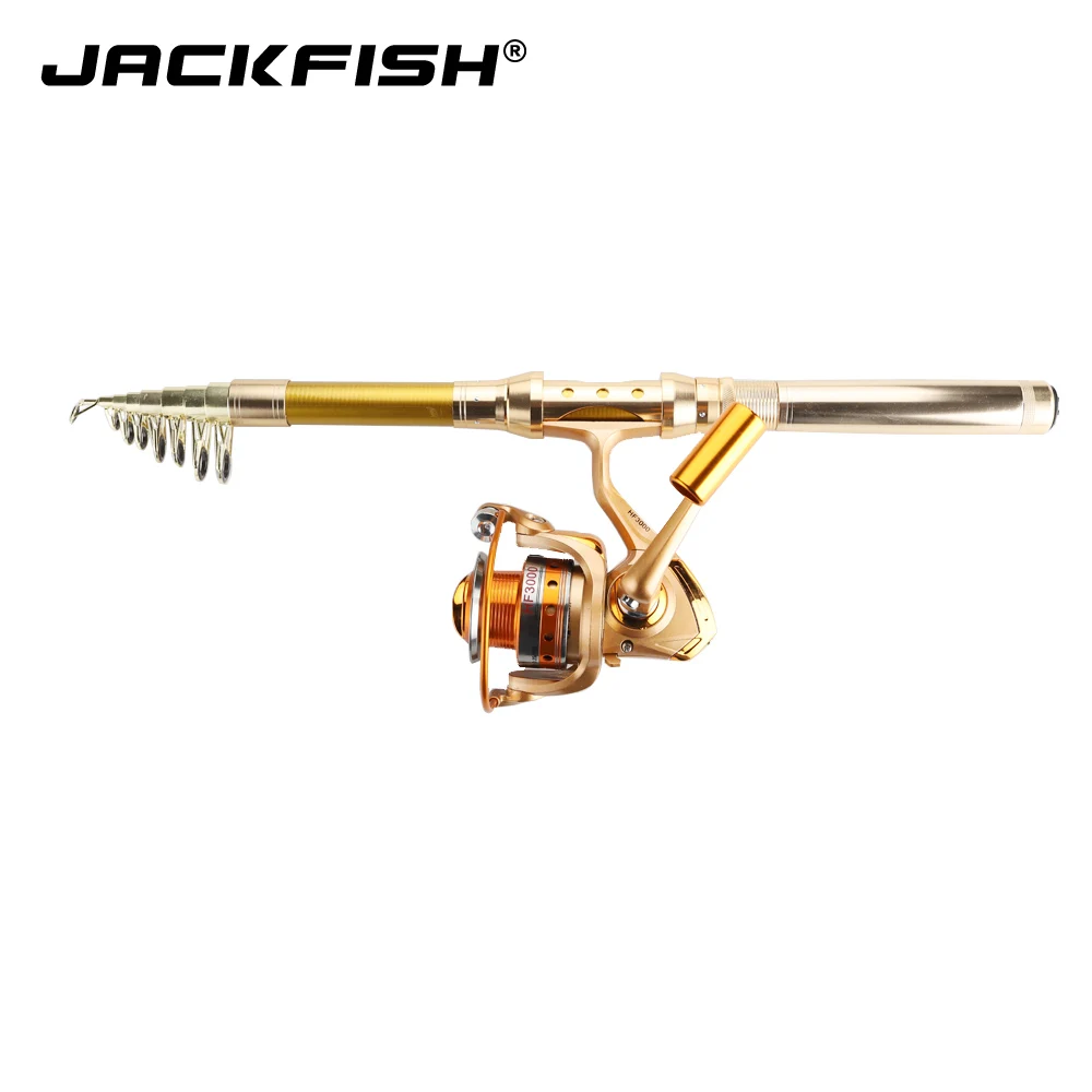 JACKFISH Спиннинг Удочка Комбо Телескопическая + 10BB Рыболовная катушка колеса