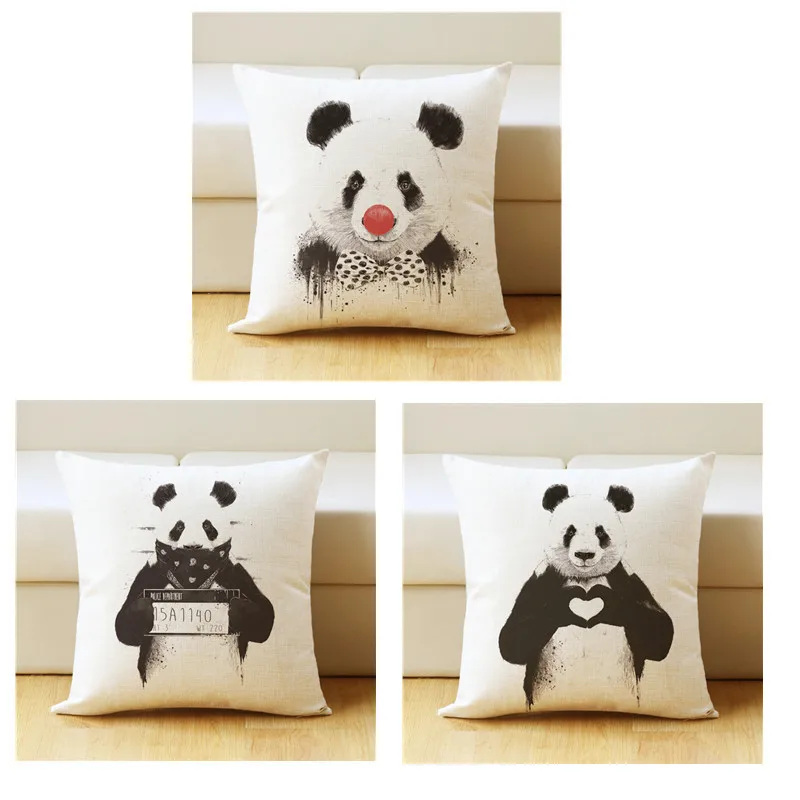 

Black and white panda pillow sofa cushion cover car seat cushion cotton pillowcases hold hold pillow Pillowcase