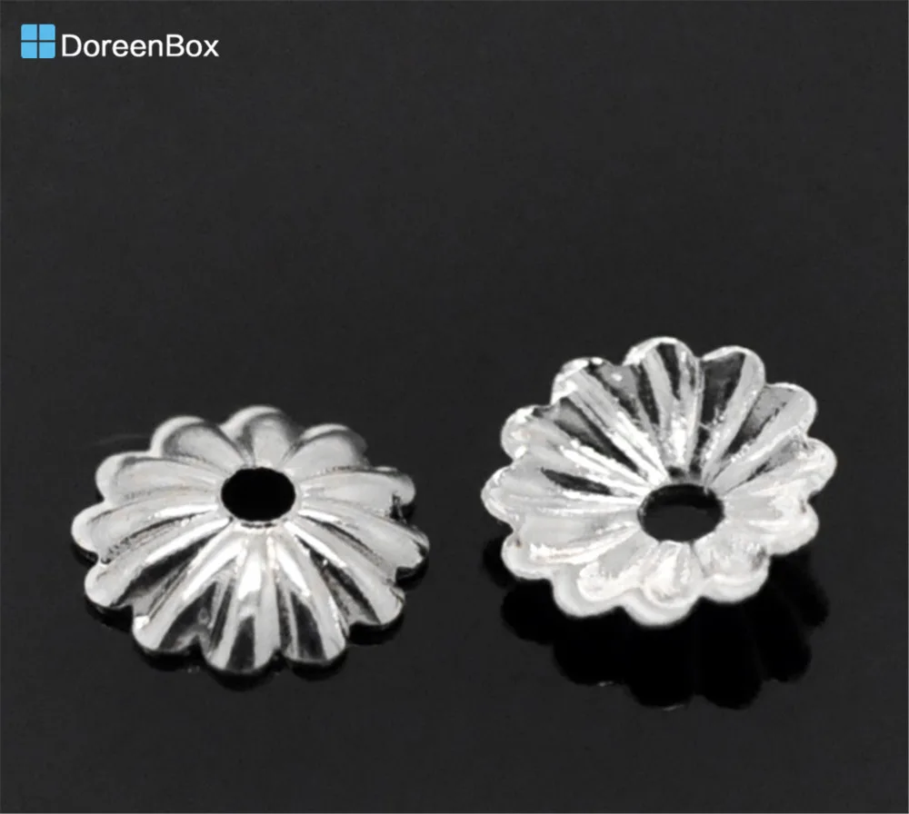 

Doreen Box Lovely 500PCs Silver color Beads Caps For Jewelry Findings 6mm(2/8") Dia. (B20526)