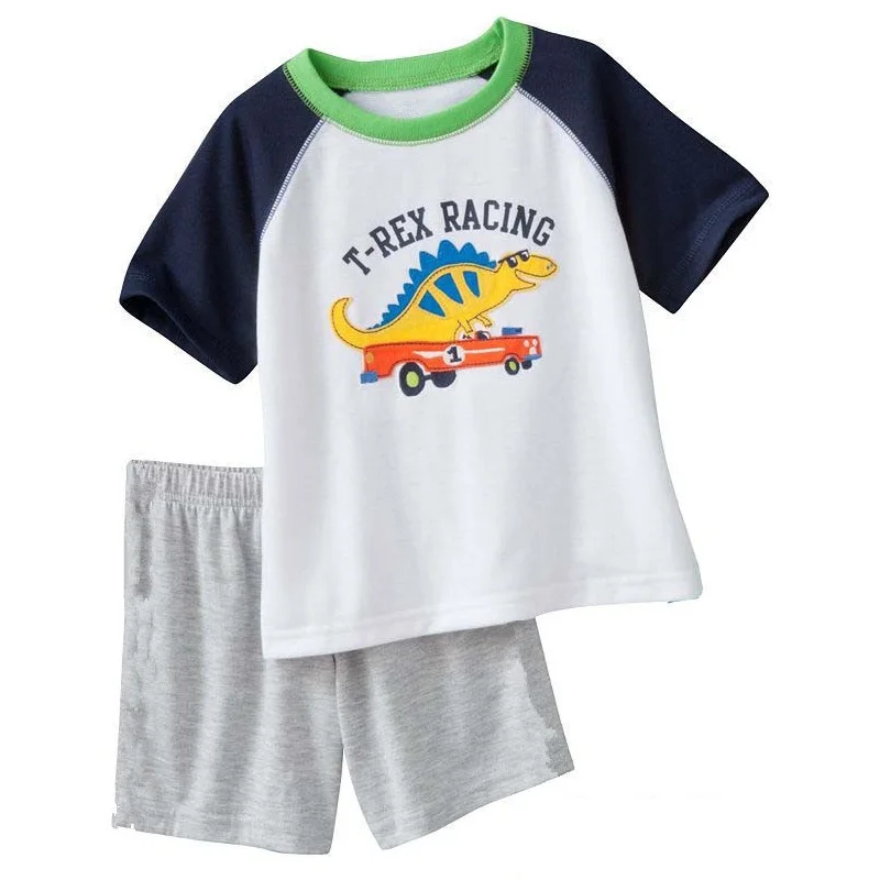 

Embroidery Dinosaur Baby Boys Clothes Suits 2019 Summer Short Sleeve Children T-Shirt Shorts Pants Pajamas Kids Pyjamas Outfits
