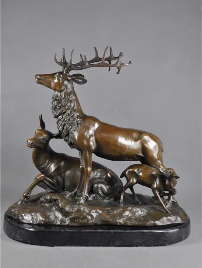 Искусство ремесла медная латунь античная Современная Латунь Олень Семья