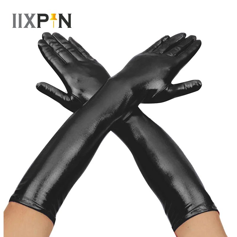 Сексуальные длинные перчатки IIXPIN для танцев на шесте блестящие металлические с