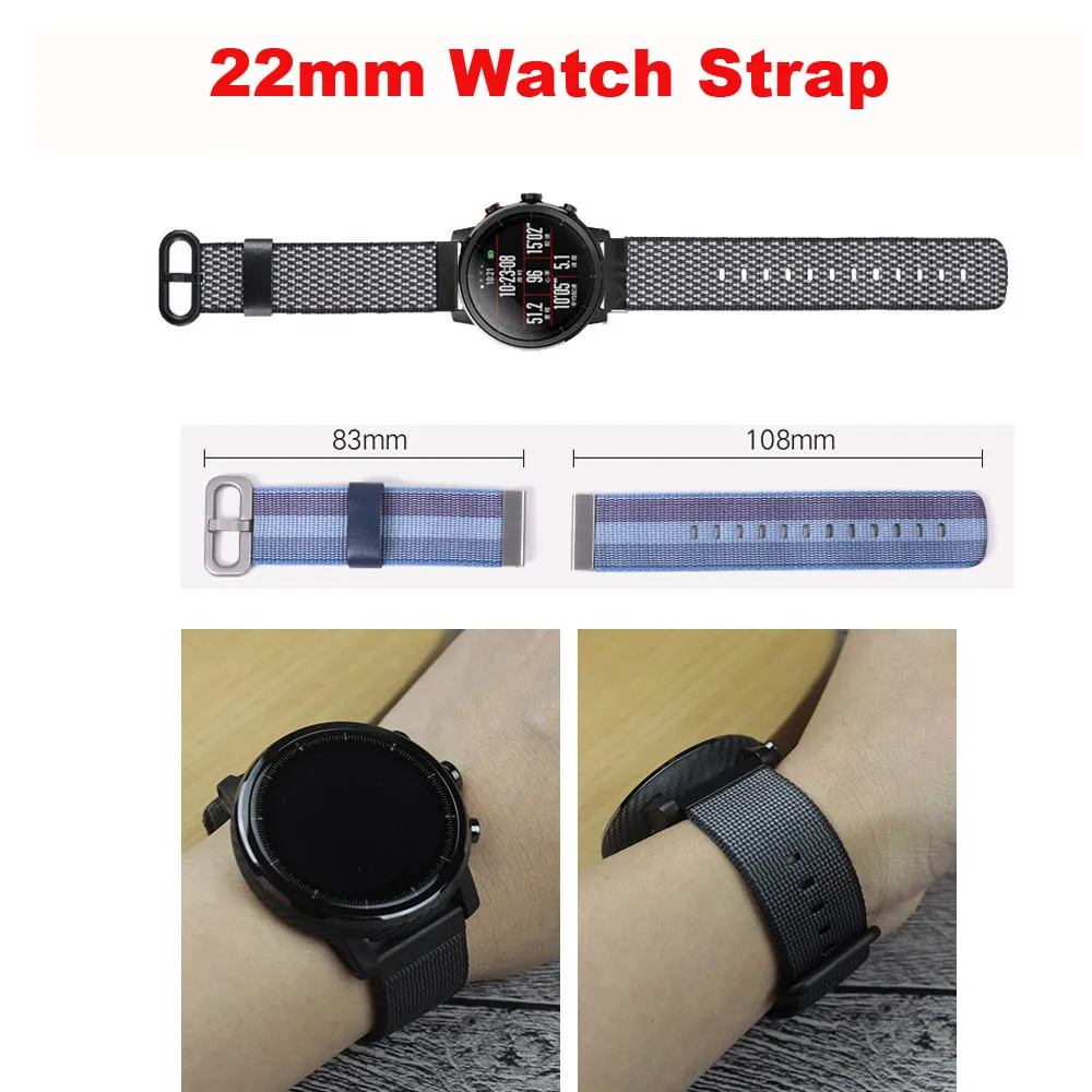 22 мм браслет нейлоновый ремешок для Huami Amazfit Pace Stratos 2 ремешок huawei Watch GT Honor Magic Dream Band samsung gear S3 ремешок для часов