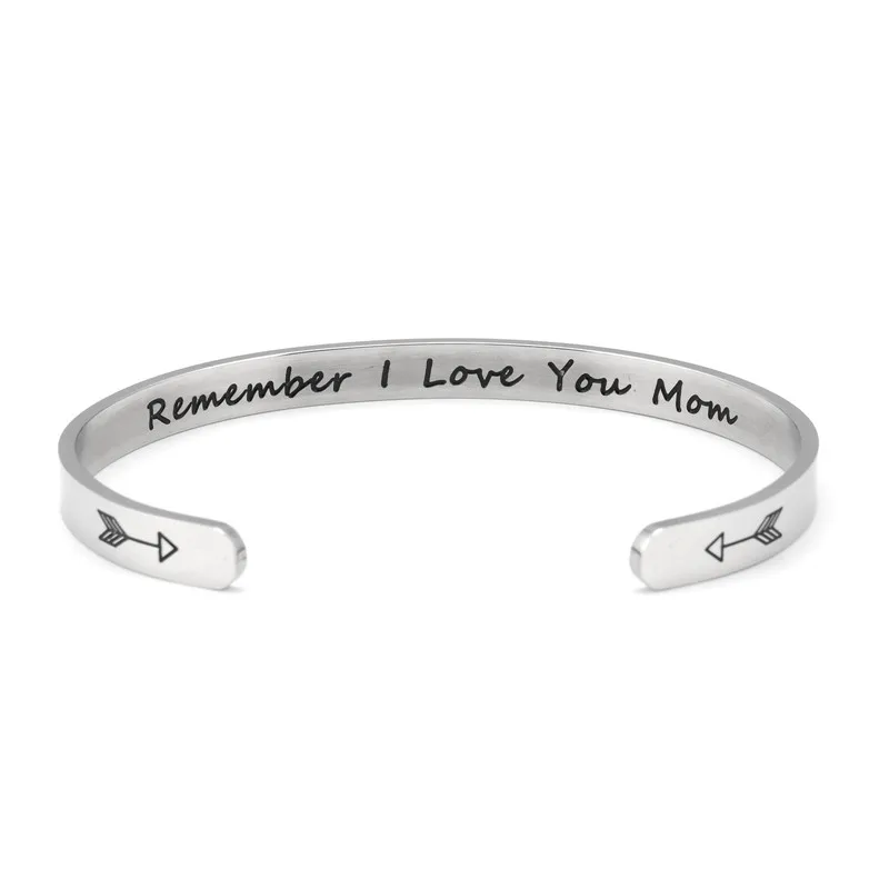Широкий 6 мм манжеты Мода Помните я Love You Mom держать Going браслеты Титан поощрять для