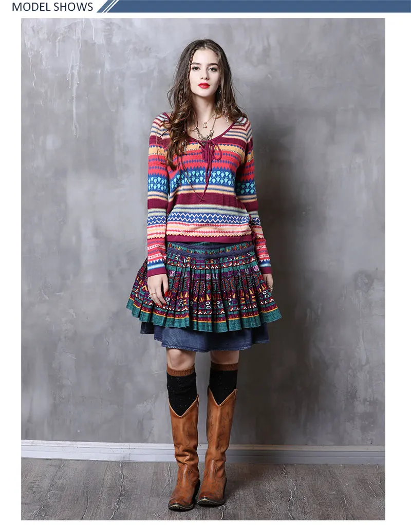 Юбки Для женщин s Yuzi. Может Boho хлопок белье Для женщин юбка трапециевидной формы кулиска на талии Цветочный принт Saia X2227 Saias Femininas