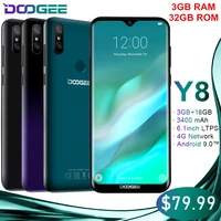 original doogee y8 android 9 0 waterdrop screen smartphone gradient back cover 332gb 3400mah 4g let 199 6 1 hd mobile phones