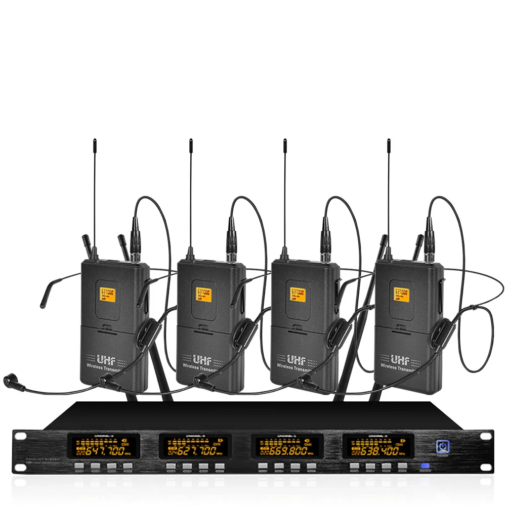 

Wireless Microphone System UHF Karaoke System Four Handheld or Waist Pack Stage Family Reunion
