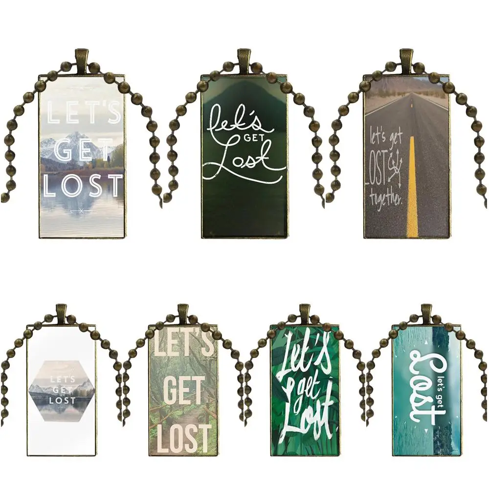 Lets Get Lost Typographic печатает для вашего дома стеклянное колье с кабошоном кулон