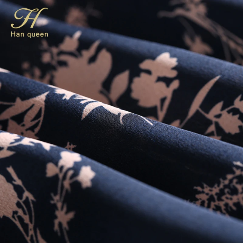 H han queen Blusas шифоновая блузка с длинным рукавом Женские топы и блузки размера плюс с длинным рукавом Свободная Повседневная рубашка с принтом для работы