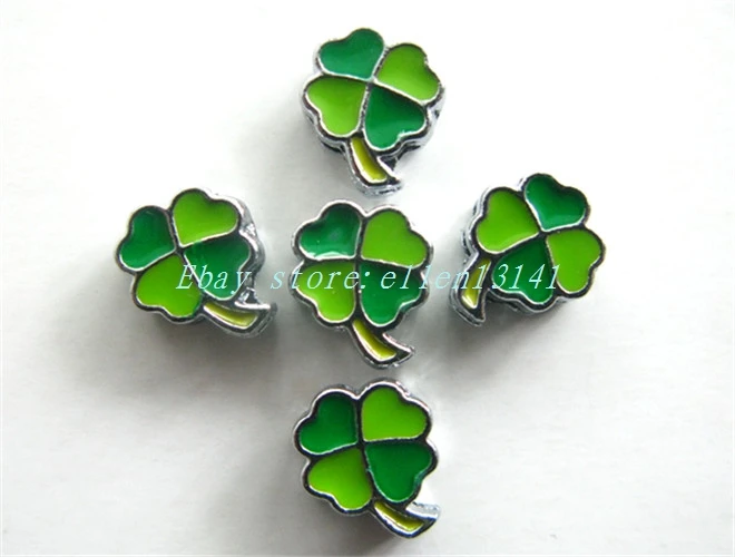 5 шт. 8 мм Клевер слайд шарм с яркой цветной эмалью может через ошейник ремень для