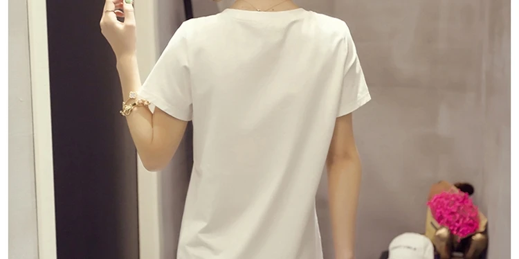 Размера плюс женские футболки новые летние Корейский с коротким рукавом |