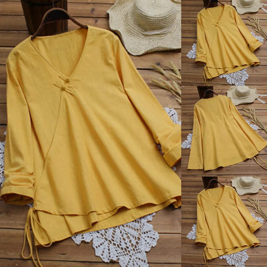 Женская свободная рубашка с асимметричным подолом топ из бамбукового хлопка v
