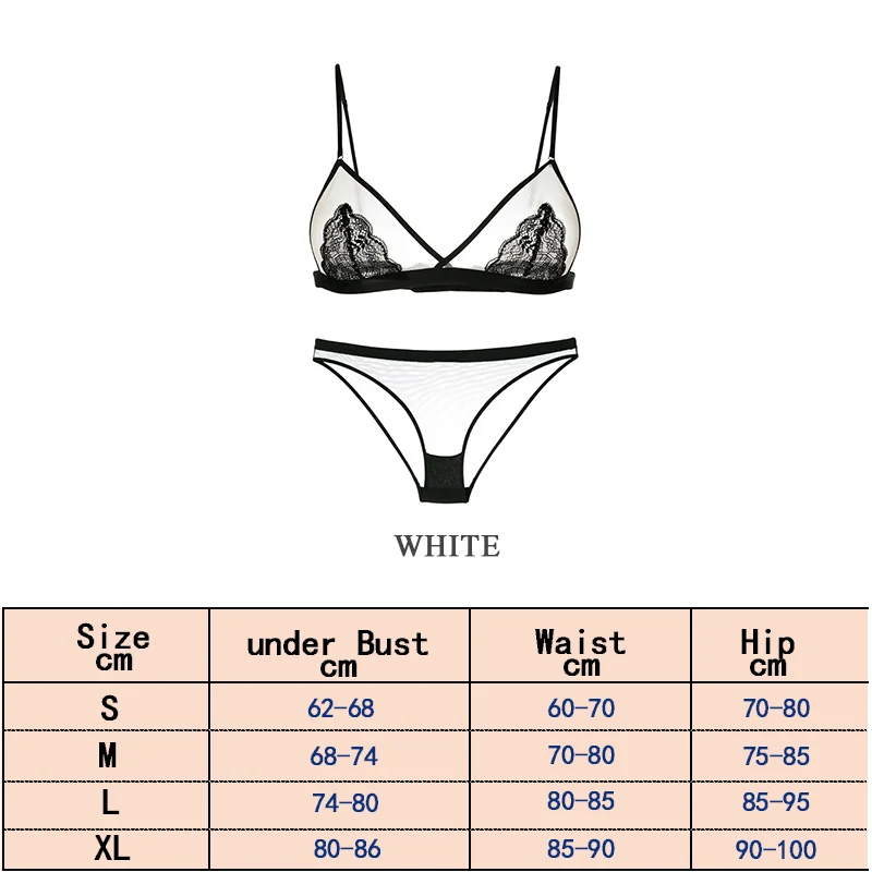White Bra Set Сексуальный бюстгальтер без косточек, прозрачное ультратонкое женское нижнее белье, бесшовное, без подкладки, дышащее женское нижнее белье, женский кружевной бюстгальтер без косточек - Цвет: White Bra Set