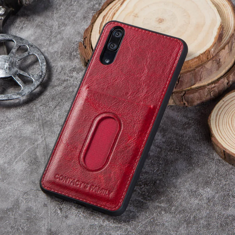 Для huawei P20 чехол, Роскошная натуральная кожа, задняя крышка для huawei P20, чехол-кошелек, защитная сумка для телефона, с отделениями для карт - Цвет: 1001-red