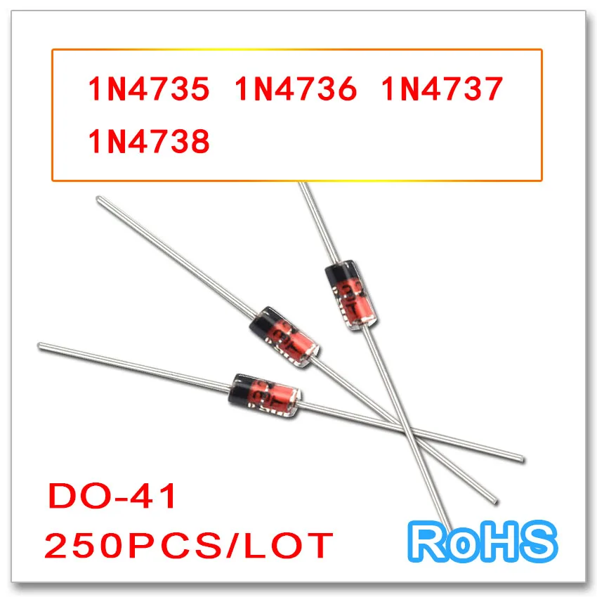 Zener 250 шт. DO 41 1N4735 1N4736 1N4737 1N4738 DO41 1 Вт 6 2 В 8 в 7 5 1N4735A 1N4736A 1N4737A 1N4738A высокое