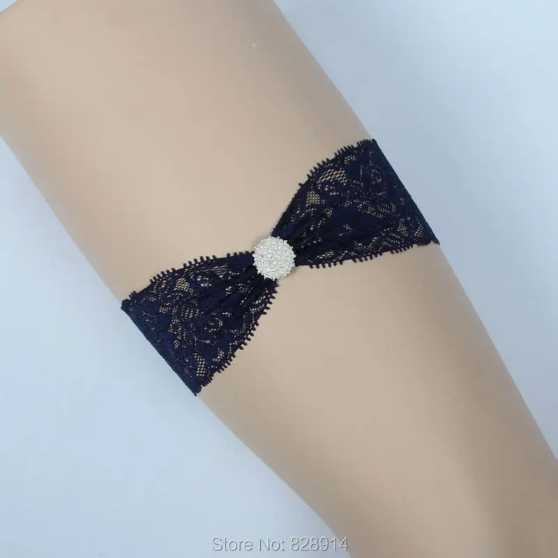 Новое поступление оригинальный дизайн темно-синие свадебные кружевные подвязки