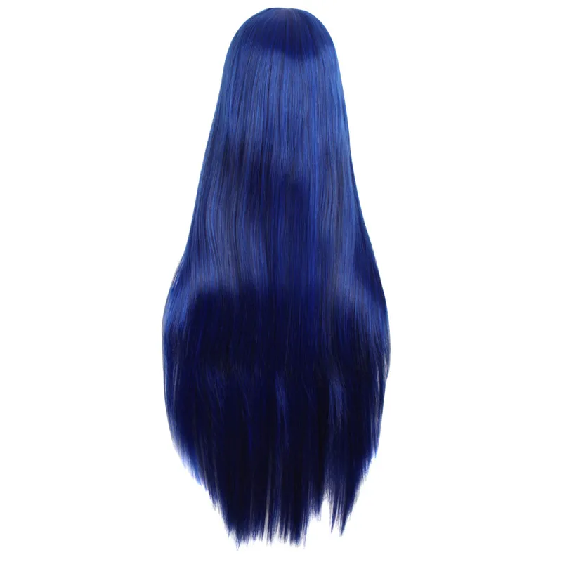 MapofBeauty длинный прямой женский парик для косплея с челкой Темно синие вечерние