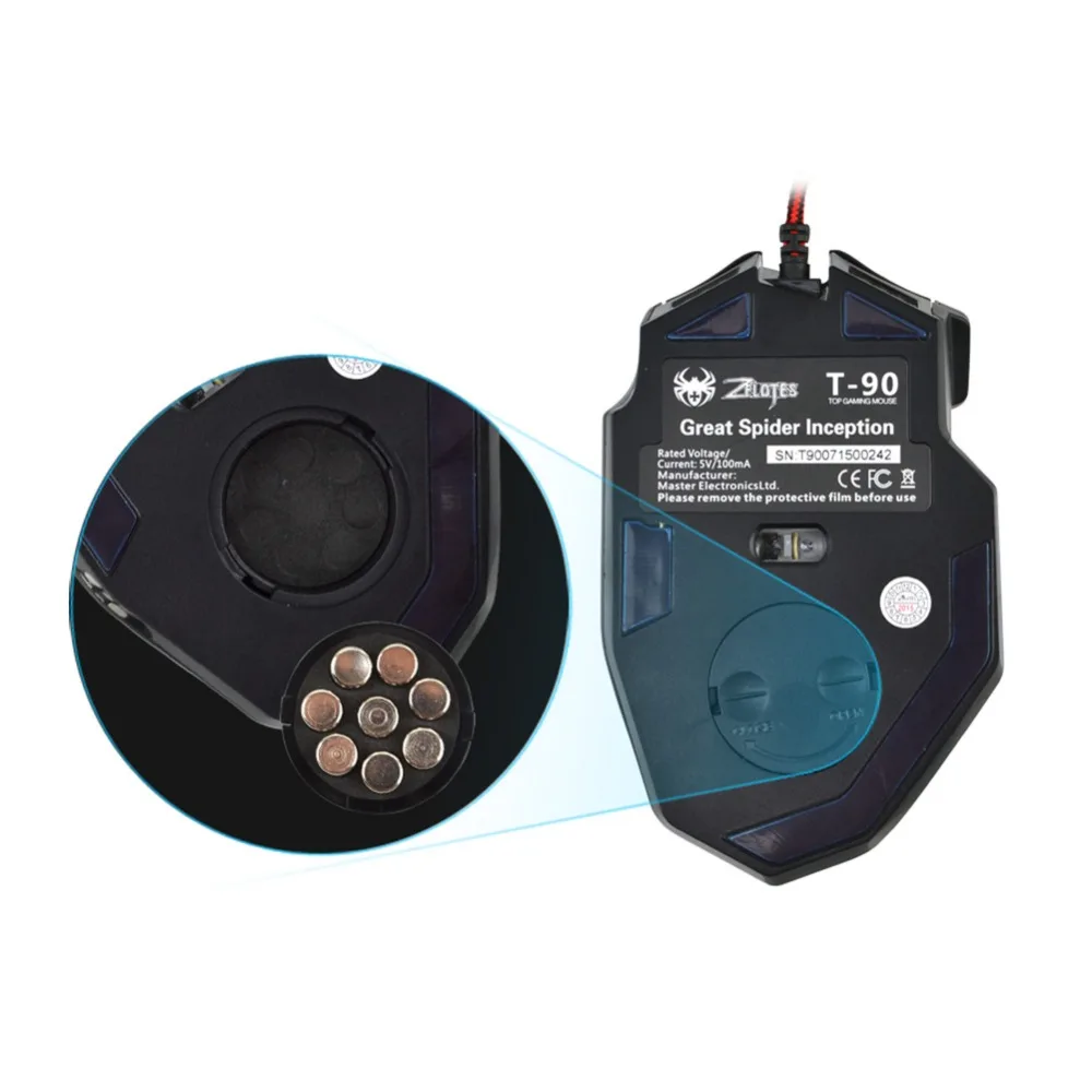 Компьютерные аксессуары ZELOTES T-90 8 ключ 9200 dpi Проводная USB оптическая профессиональная игровая мышь 13 светильник режим