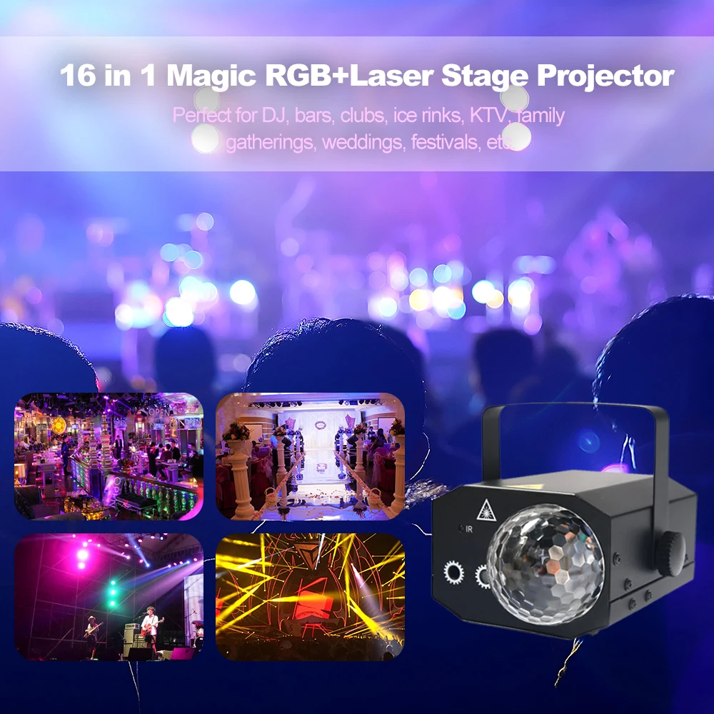 Диско свет La-ser проектор RGB прожектор для сцены, дискотек волшебный шарик Вечерние огни звук активный музыкальный центр стробоскоп вечерние DJ