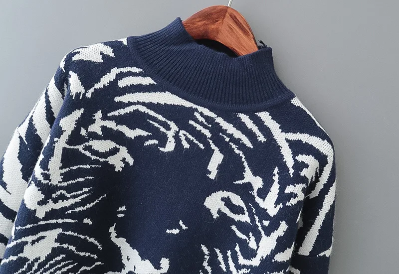 Новинка зимы Цвет смешанные тяжелый кролик волос основной пряжи тигр свитер C855