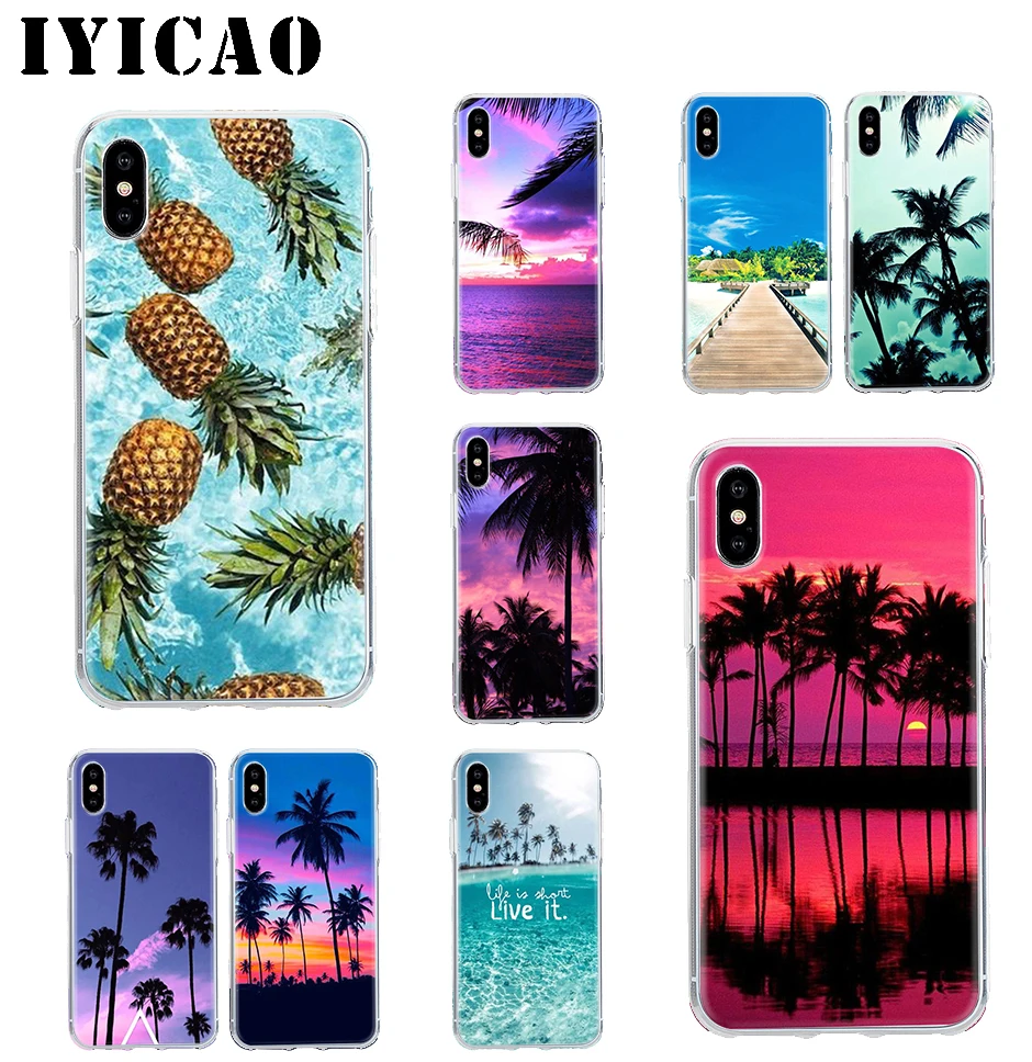 Жесткий чехол IYICAO для пляжного Морского Пейзажа Iphone 4 4s 5 5S Se 6 7 plus 8 Plus X XS MAX XR 6s
