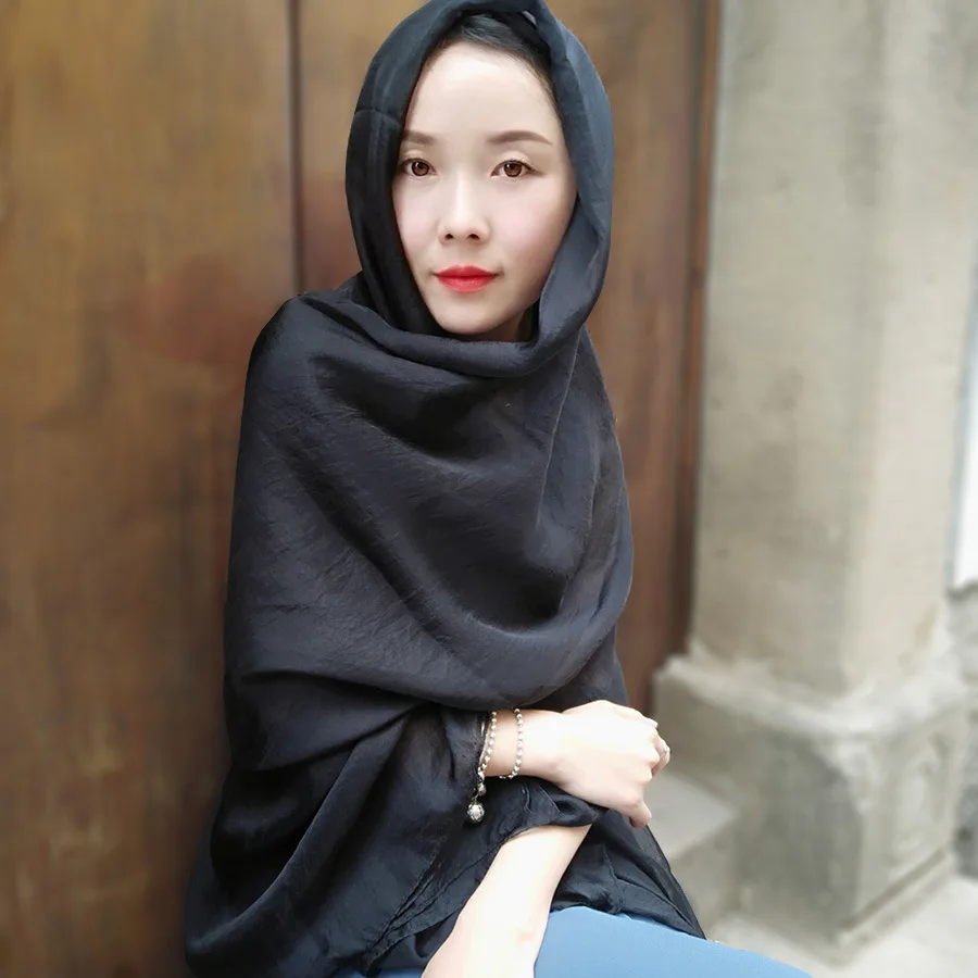 Шарф женский солнцезащитный однотонный Мягкий Шифоновый пляжный в богемном