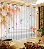 high quality custom 3d curtain fabric photo 3d curtains for living room window flower curtains