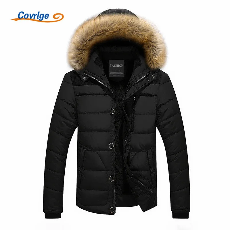 Covrlge 2017 Mens Coats Parkas Fashion Warm Winter Parka Men Clothing Overseas Fur Hood Male Jacket Cold Casual Parks MWM009
