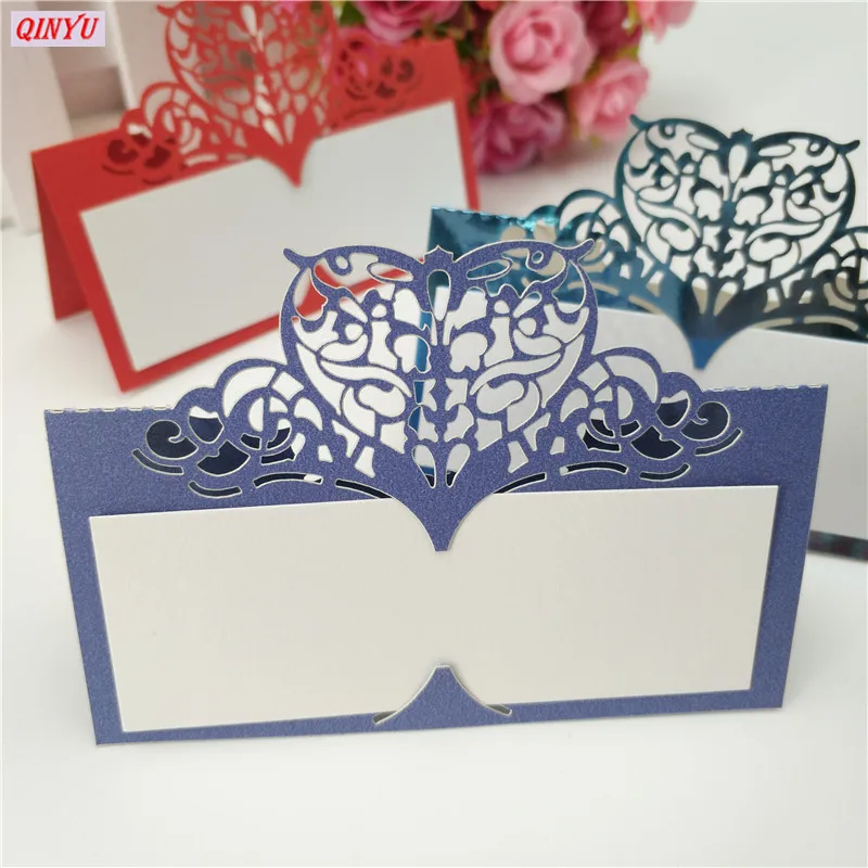 10 шт. 9*9 см лазерная резка сиденье карты Стола Имя место свадебное украшение