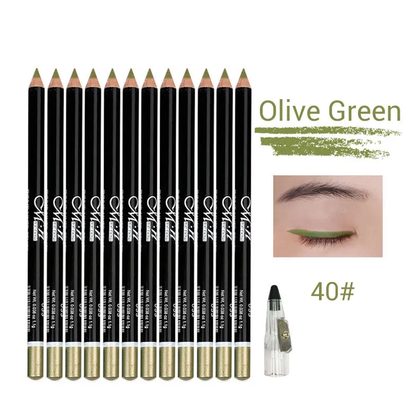 12PCS 40 Olive Green MENOW, 12 цветов, набор для макияжа глаз, карандаш для подводки глаз, водостойкий, красивый карандаш для глаз, помада для губ, косметика для глаз, maquiagemP08005 5470 - Цвет: 12PCS 40 Olive Green