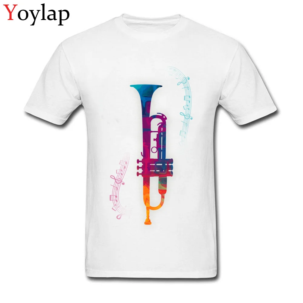 

Simple Style Men's Top T-shirt 100% Cotton Tees Fashion Design White Crew Neck Short Sleeve Summer Autumn Clothes Trumpet Color