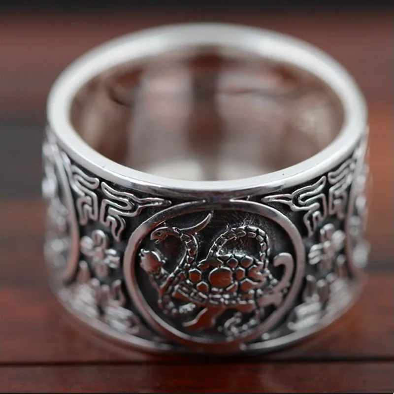 BALMORA, Настоящее серебро 999 пробы, винтажные кольца с изображением дракона Тигра для мужчин и женщин, крутые панк Модные ювелирные изделия, ширина см