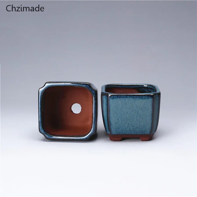 Chzimade 1 шт./лот китайские бонсай керамические цветочные горшки для растений темно-зеленого цвета глазурованные горшки для украшения дома