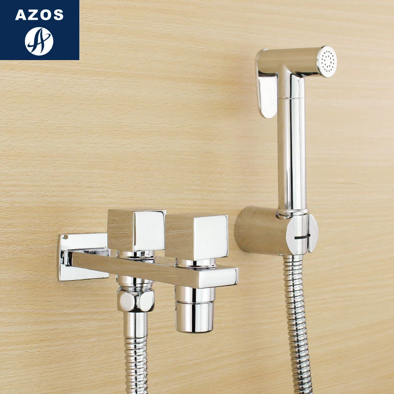 Azos Bidet Faucet Pressurized Sprinkler Head Brass Chrome Cold Water Two Function Toilet Wash Washing Machine Round PJPQ016 |
