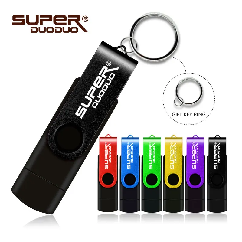 Высокоскоростной многоцветный OTG 2 в 1 USB флеш-накопитель 64 Гб 128 ГБ флеш-накопитель 8 Гб 16 Гб Micro USB Флешка 32 Гб Флешка usb+ брелок