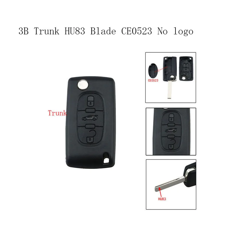 GORBIN 2/3 кнопки ключи чехол для peugeot 207 307 308 407 607 807 для Citroen C2 C3 C4 C5 C6 Флип складной Автомобильный ключ крышка без логотипа - Цвет: 3B trunk HU83 CE052