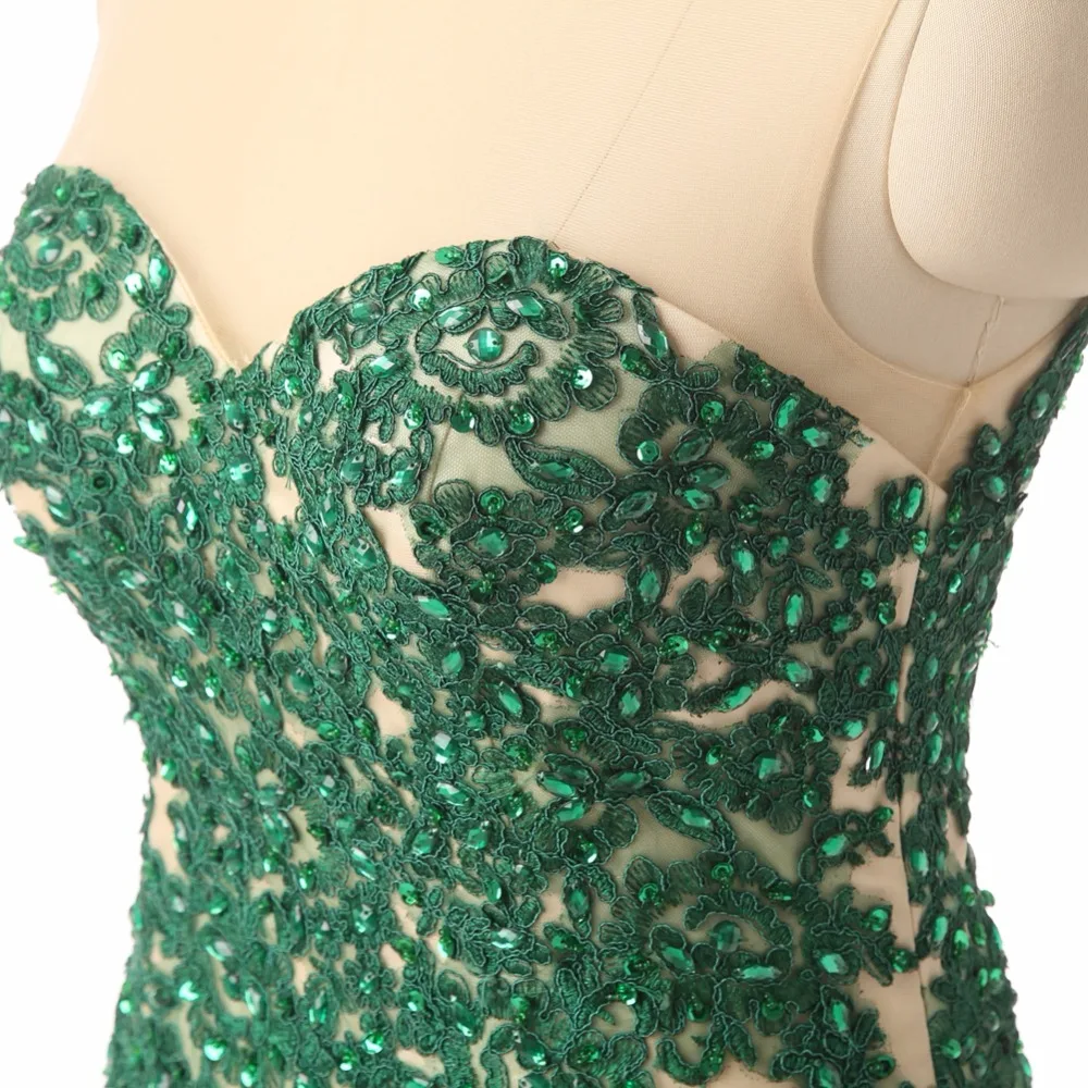 

Rose Moda O Neck Sleeveless Green Lace Mermaid Prom Dress Illusion Back Formal Dress for Wedding Party Guest