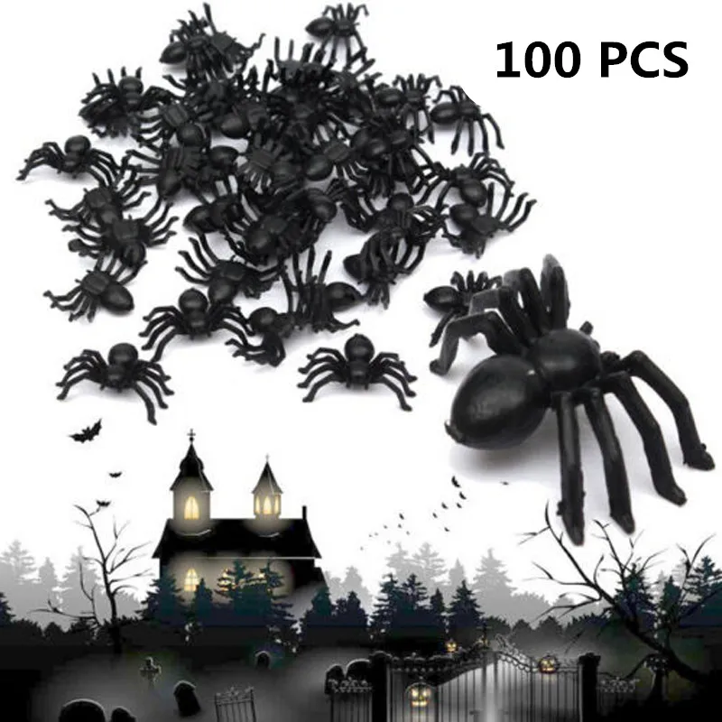 100X новый паук трюк Joking игрушка вечерние Хэллоуин Реалистичная бутафория Декор |