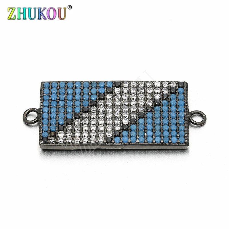 26 мм * 12 латунный кубический цирконий прямоугольные соединители DIY изготовление
