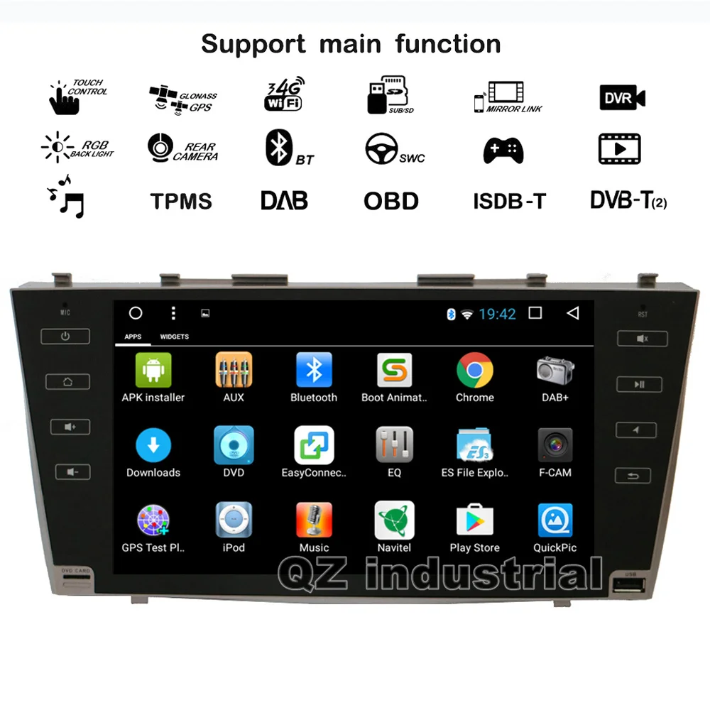 QZ industrial HD 9 &quotAndroid 8 1 T3 для Toyota Camry 40 Aurion 2006 2011 Автомобильный DVD плеер с Wi Fi 3G 4G Радио