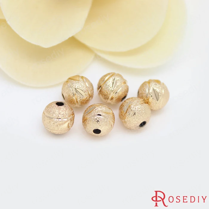 10 шт. 8 мм высококачественные латунные бусины с покрытием цвета шампанского -