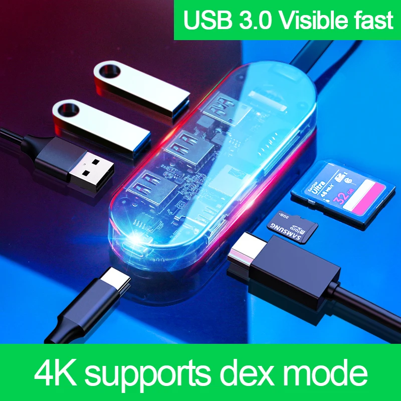 Thunderbolt 3 USB C концентратор к HDMI кардридер 0 2 Dex кабель для Macbook samsung Galaxy Note 8 9 type