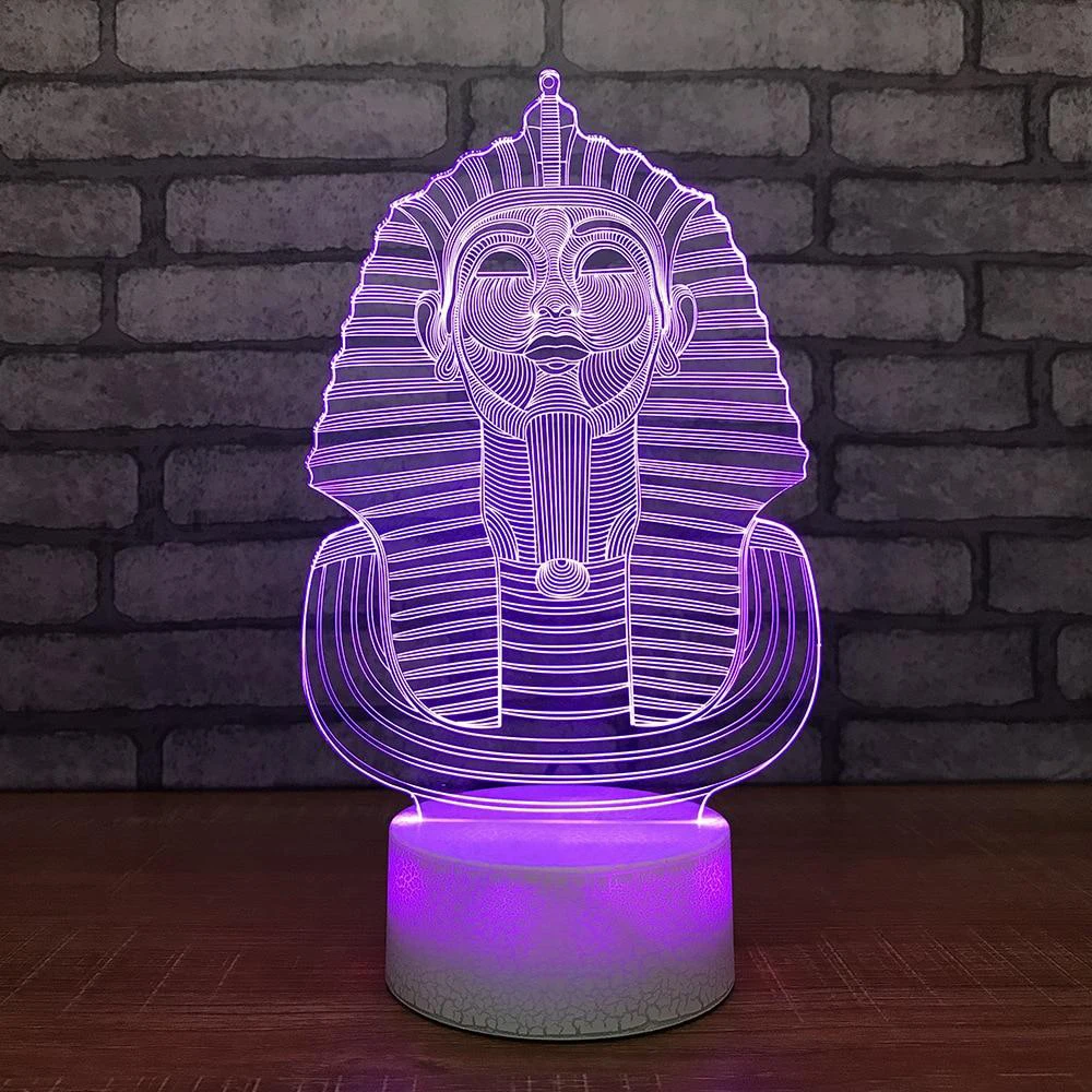 Прикроватный 3D светодиодный ночник Фараон египетская статуя светильник Usb 7