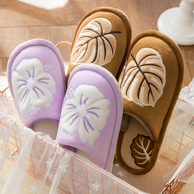 Женские зимние теплые бриллиантовые домашние тапочки для влюбленных из хлопка и